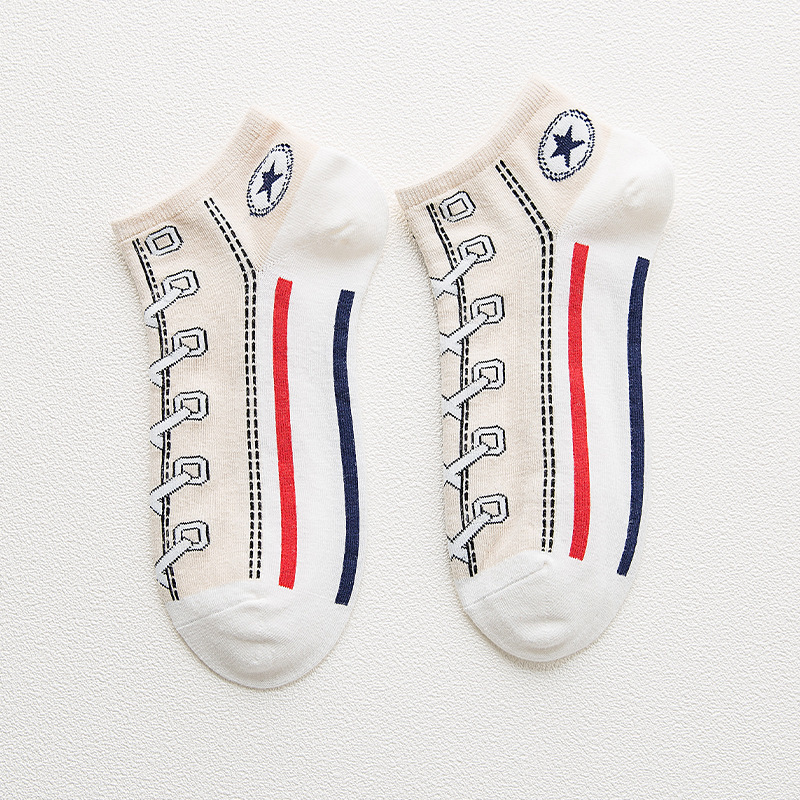 Picture of Cross-Border Spring and Summer Fashion Breathable Shoelace Boat Socks Low-Cut Short-Tube Personalized Ins Sneakers Trendy Sports Shoes Socks