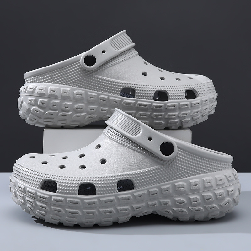 Men's Summer Outdoor Clogs with Thick Soles, Height-Increasing Closed-Toe Eva Breathable Non-Smelly Beach Non-Slip Sandals