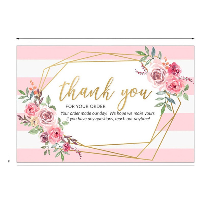 Amazon Cross-Border Wholesale Pink Bronzing Thank You Card Flower Card Thank You Gift Card Packaging Card