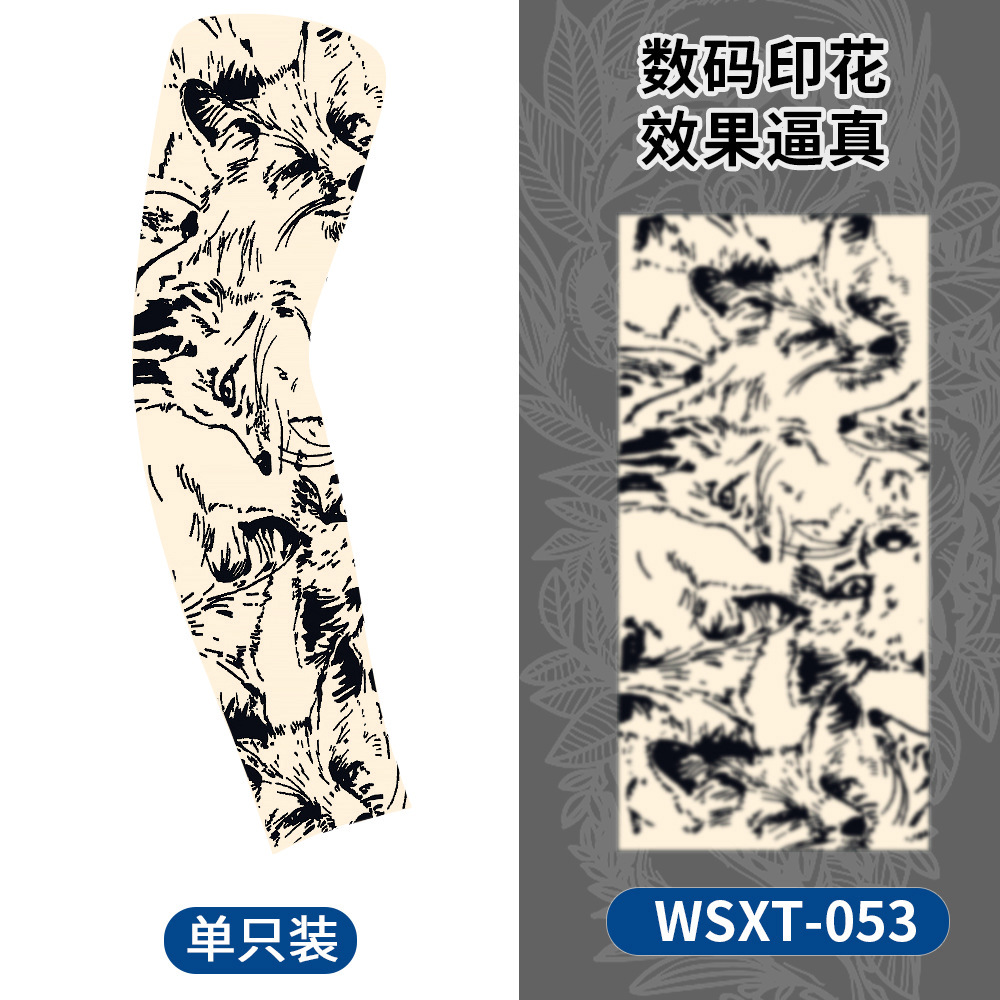 Picture of Summer Riding Sunscreen Tattoo Sleeve Simulation Tattoo Quick-drying Arm Protector Outdoor Sports Sunshade Breathable High Elastic Ice Sleeve