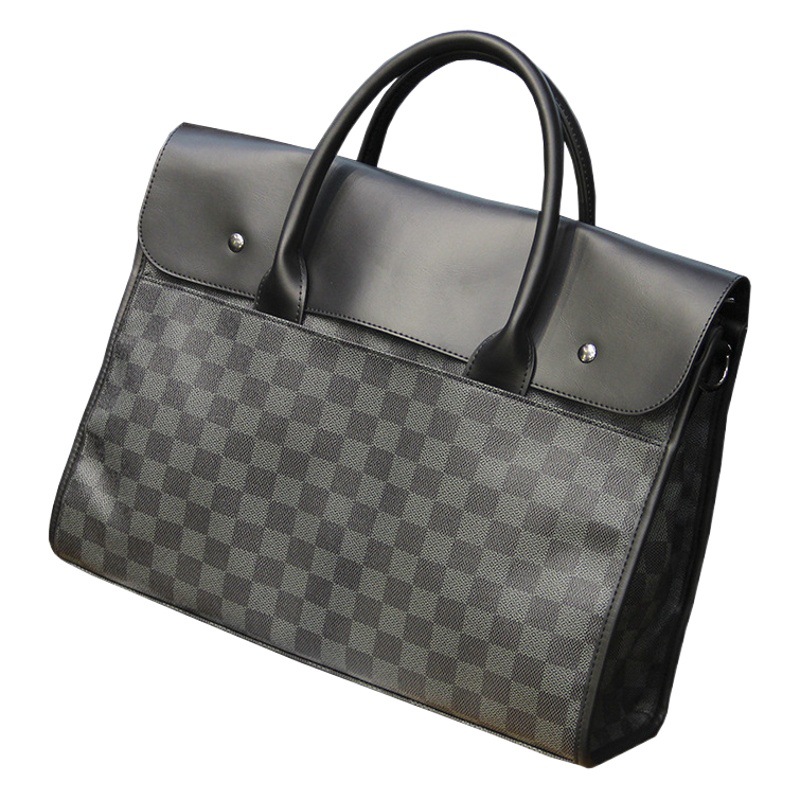 New Plaid Handbag Horizontal Business Briefcase Computer Bag Casual Crossbody Bag Men's Korean-style Shoulder Bag