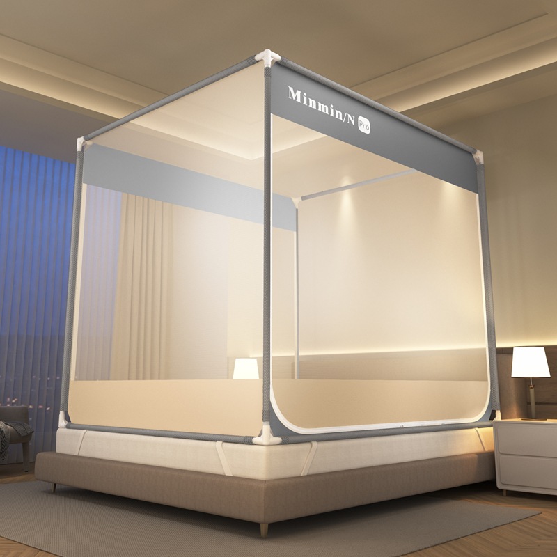 Picture of Class A Mosquito Net Household Bedroom Three-door New Bracket Tattoo Children's Anti-fall Anti-drop Bed Fully Surrounded Bottomless 1.8