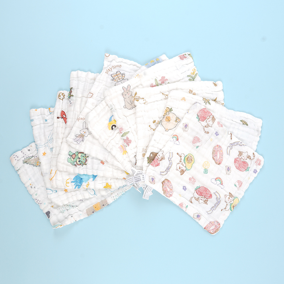 Picture of Cotton Class A Six-Layer Gauze Square Towel Baby Baby Children Cotton Small Towel Soft Water Absorbent