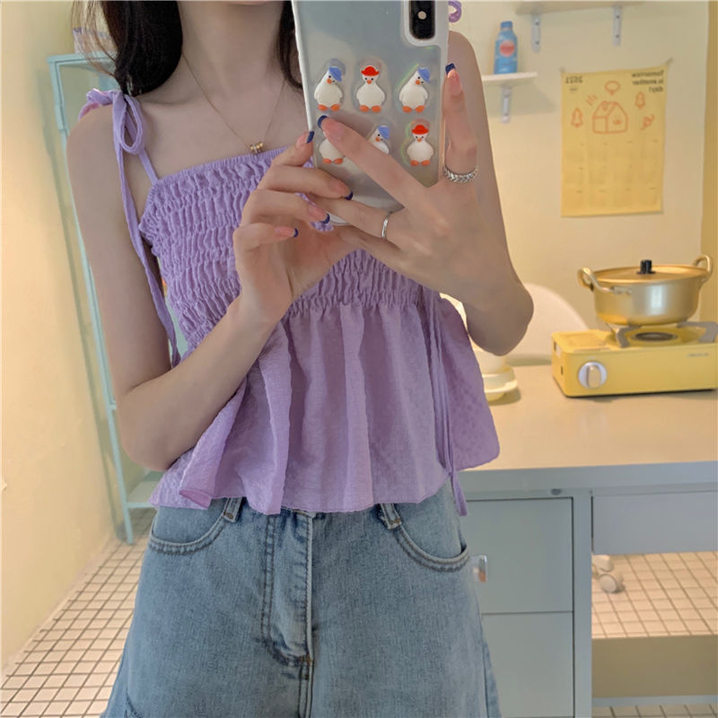 Picture of Sweet and Fresh Suspender Top for Women with Summer Design, Niche Outer Wear, Super Popular Popular Age-Reducing Sleeveless Vest