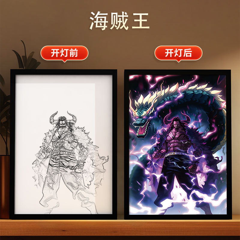 Picture of Carefully Selected One Piece - Luffy Light Painting Zoro Atmosphere Luminous Decorative Painting DIY Animation Creative Desktop Table