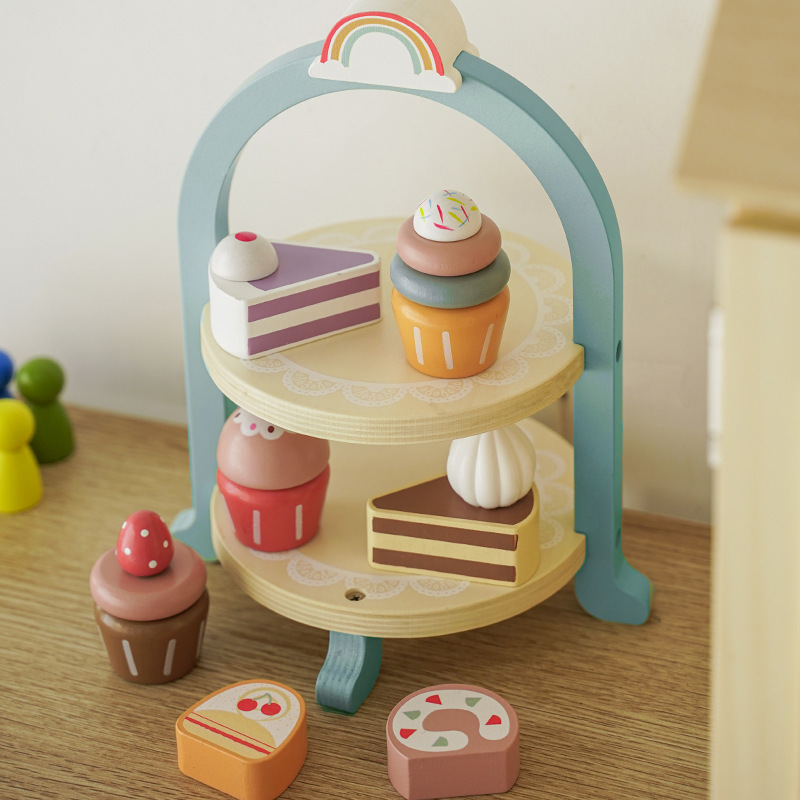 Picture of Play House Simulation Cake Royal Afternoon Tea Children's Educational Kitchen Double Dessert Rack Parent-Child Interactive Toys