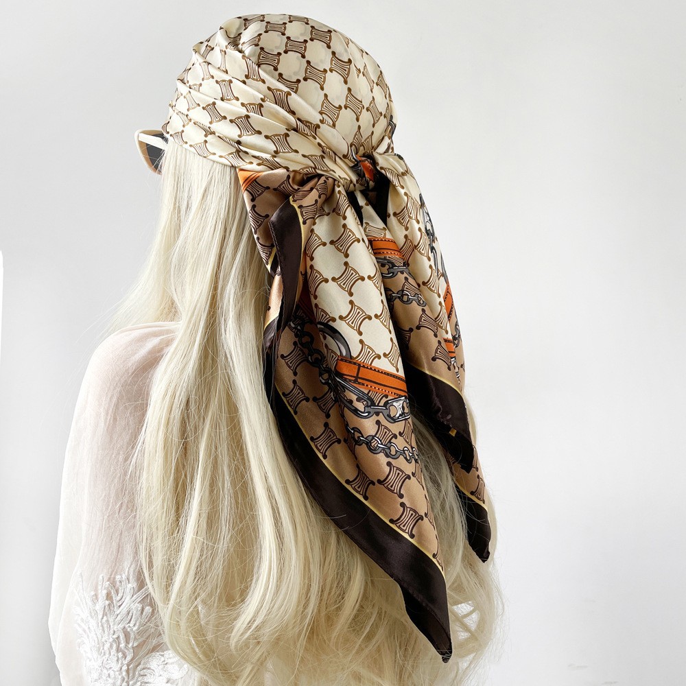 Picture of Simulated Silk Scarf Women's Headscarf 90*90cm Square Scarf Pattern Scarf Shawl European and American Cross-Border Scarf Wholesale