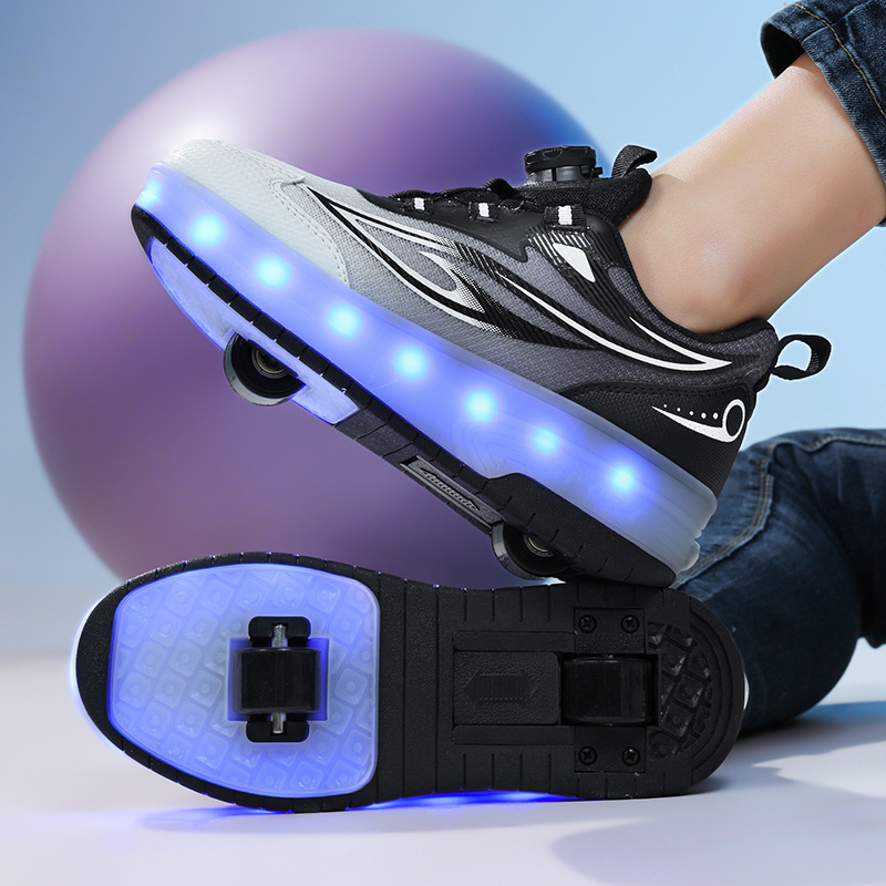 Picture of Trendy Children's Wheeled Invisible Self-Balancing Shoes Single Wheel Double Wheel Skates Double Wheel Transforming Shoes Automatic Button Retractable