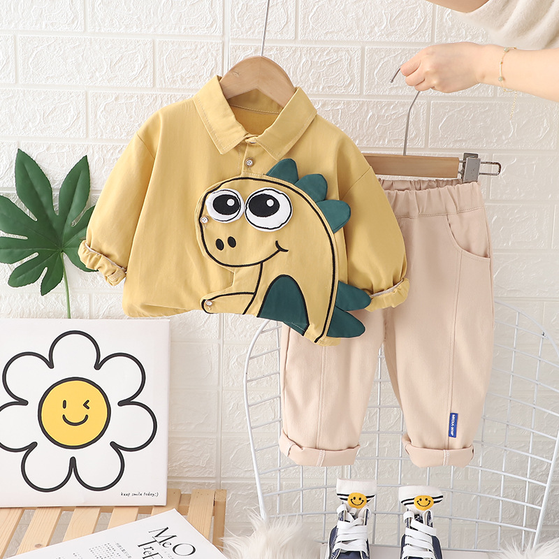 Picture of Boys' spring shirt cartoon long sleeve suit 2024 new children's handsome Korean casual two-piece suit baby fashion