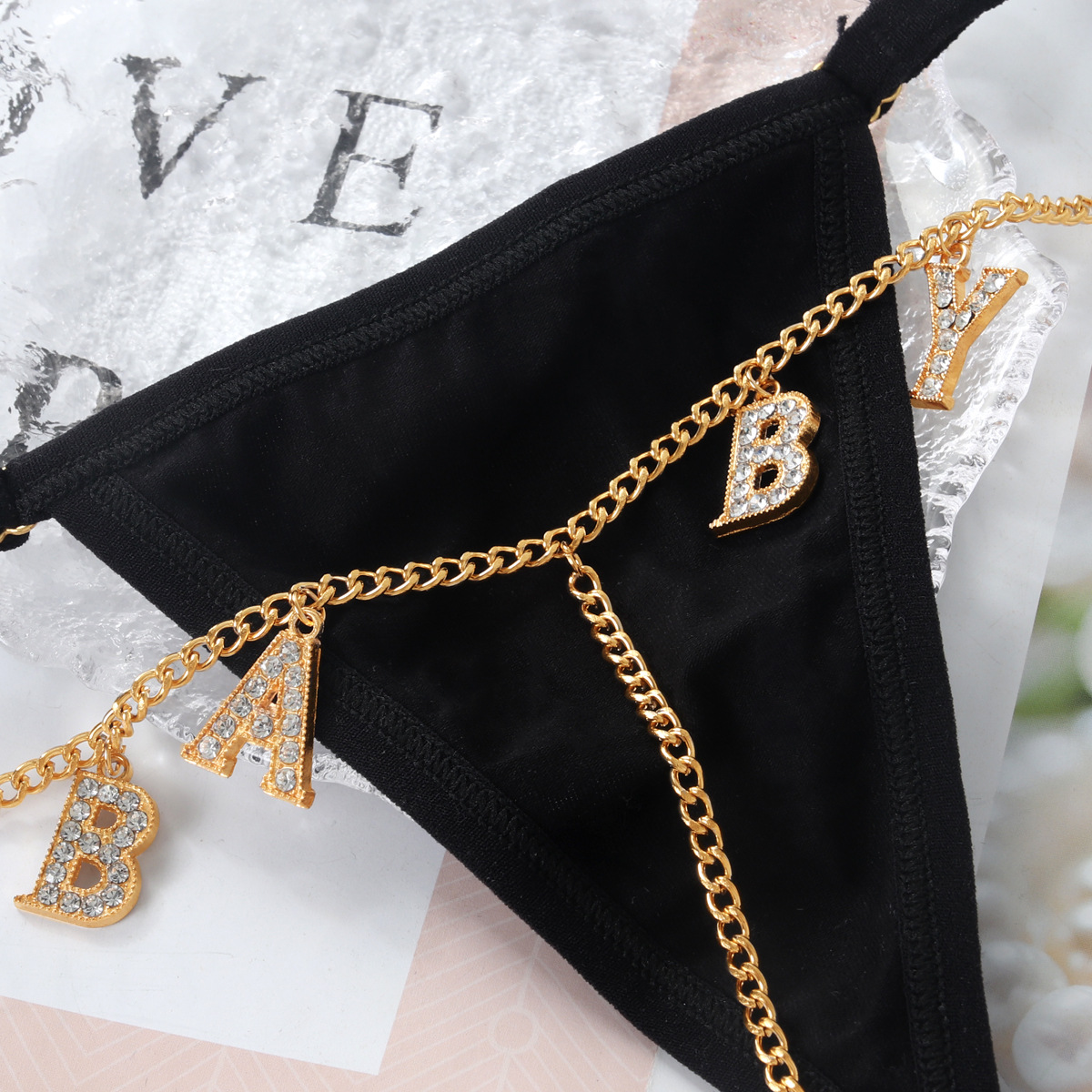 Picture of Cross-border new metal letter underwear chain women's European and American nightclub beach diamond bikini thong body chain