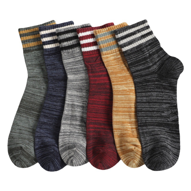 [Socks men combed cotton boneless socks men's mid-tube casual Socks striped business socks wholesale mid-tube socks
