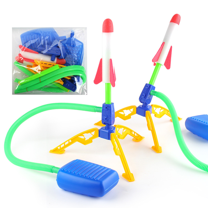 Picture of Children's Foot Step Indoor and Outdoor Ejection Toy Flying Rocket Single and Double Launcher Flash Rush Launcher