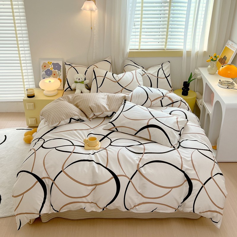 Picture of Nantong bed four-piece cotton sheet Nordic style 100 cotton four-piece set three-piece set Wholesale