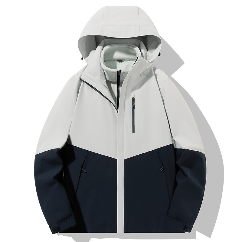 Picture of 2024 new color matching new charge clothing three-in-one outdoor plus size detachable mountain outdoor couples overalls