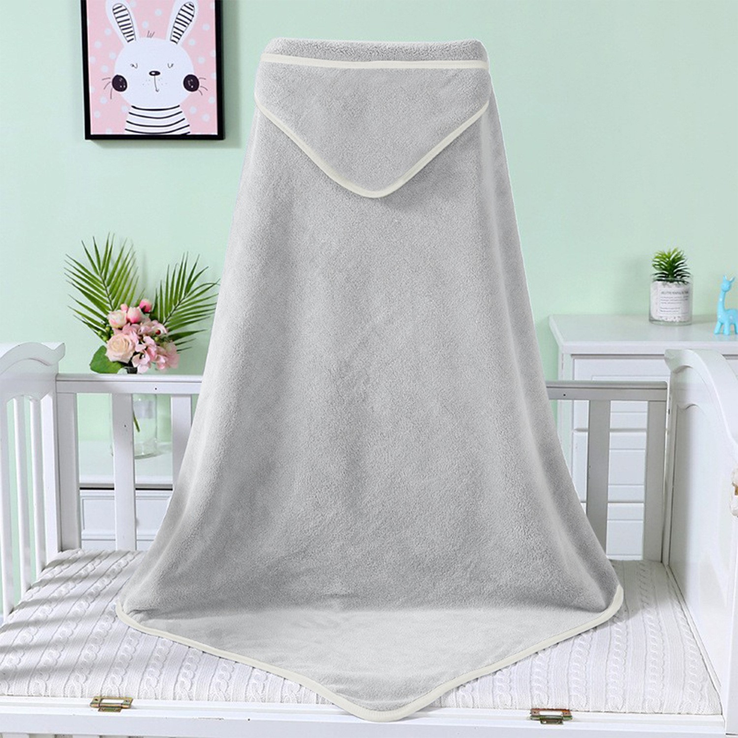 Picture of Baby Bath Towel Cushion Hooded Class A Bamboo Fiber Coated Newborn Baby Swaddling Children's Bath Towel Cover Blanket Cloak