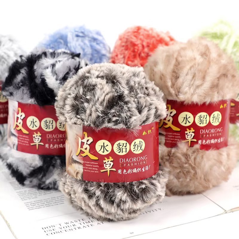 Fur Yarn Faux Mink Mink Yarn Knitting DIY Stick Needle Vest Shawl Scarf Coat Yarn Hand Knitting