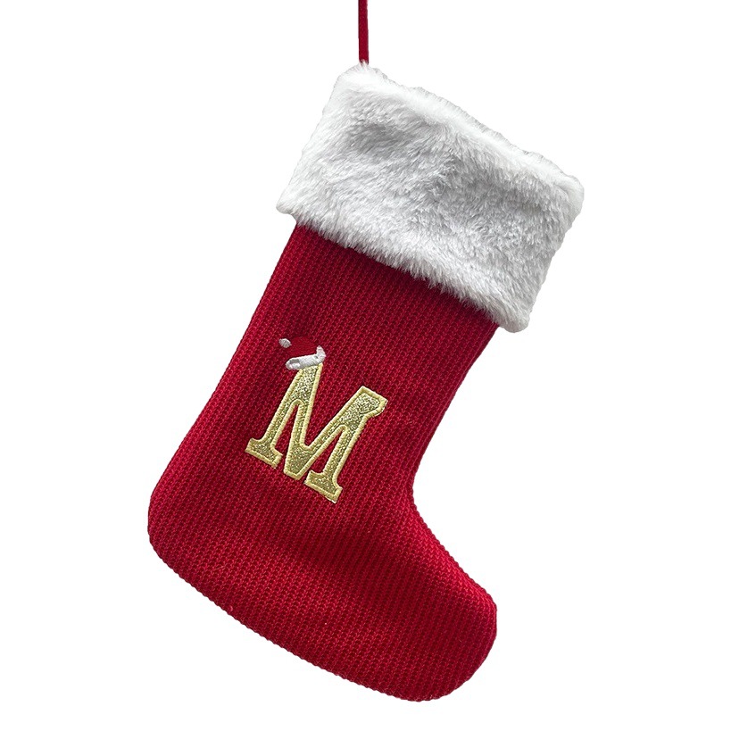 Jinqing Christmas decorations Christmas socks gift bag knitted Christmas socks 26 letters Christmas socks gift bag