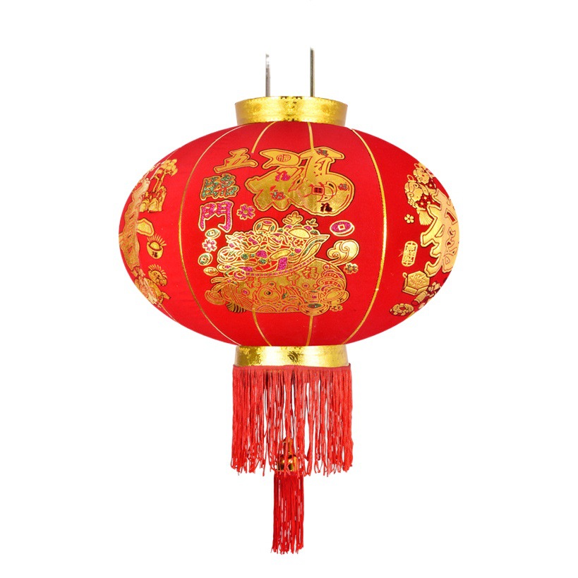Long Pole Flocking Lantern New Year Spring Festival Lantern Advertising Lantern Red Lantern Printing LOGO Flocking Lantern Wholesale