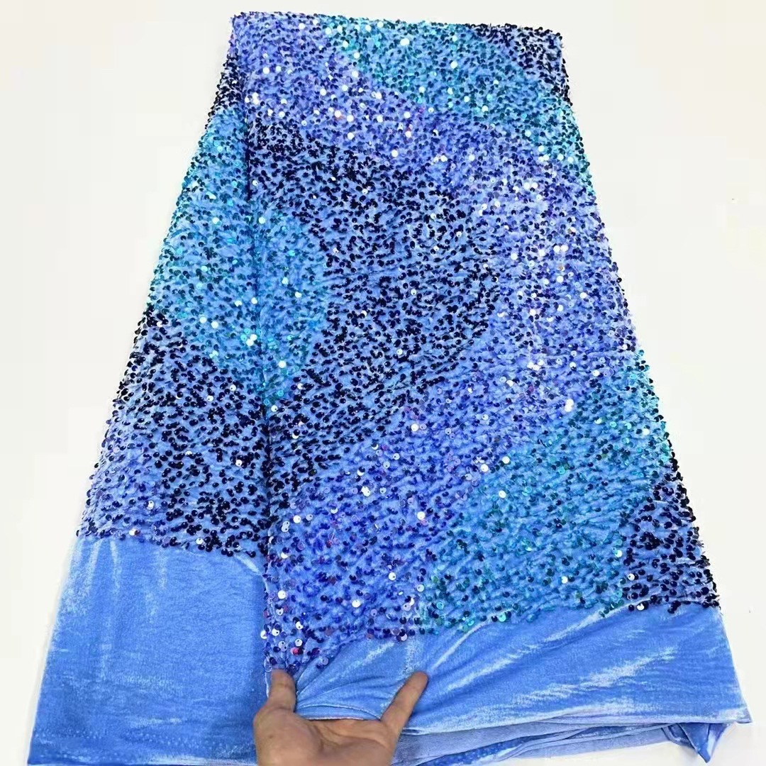 lace embroidered velvet bottom embroidered cloth laser sequin fabric 5MM dress sequin fashion dress lace