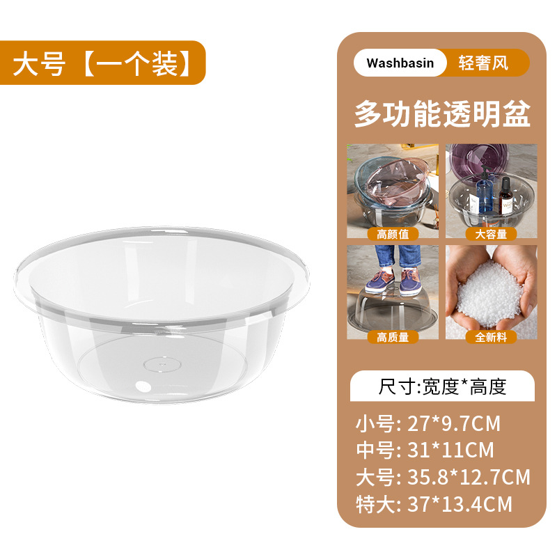 Picture of Large Thickened Transparent Plastic Washbasin Household Vegetable Washing Basin Drop-Resistant Laundry Basin Baby Children's Foot Washing Basin Wholesale
