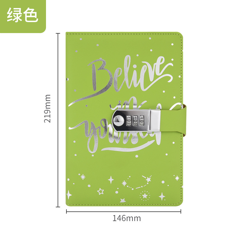 Picture of New creative A5 European business office stationery work diary Pu imitation leather combination lock notebook notebook
