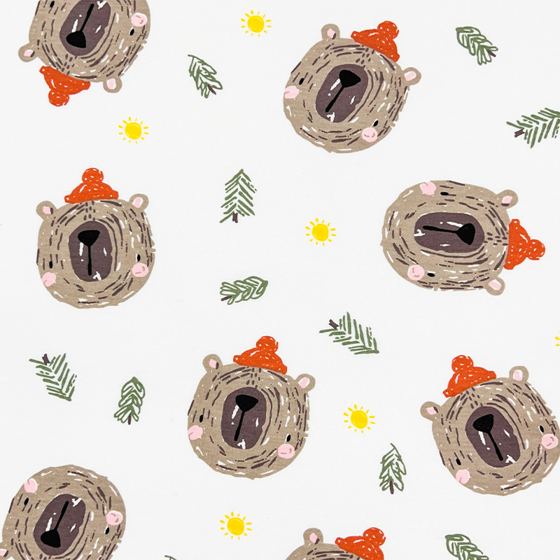Picture of Kilogram price Class A cotton wool cloth printed double-sided knitted printed cloth baby T-shirt saliva towel clothing fabric
