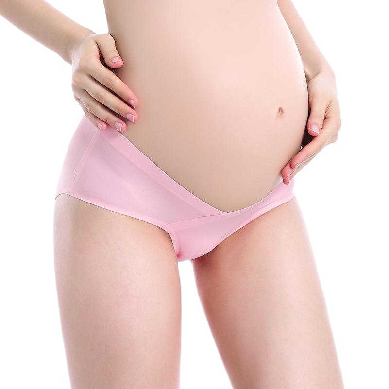Pregnant Women's Underwear V-shaped Low Waist Pregnant Women's Underwear Comfortable Seamless Internal Pregnancy Universal Ice Silk Pure Cotton Lining