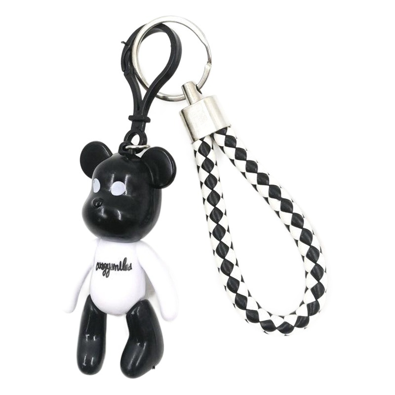Cartoon Violence Bear Keychain High-end Car Key Pendant pu Leather Men and Women Couple Bag Hanging Keychain
