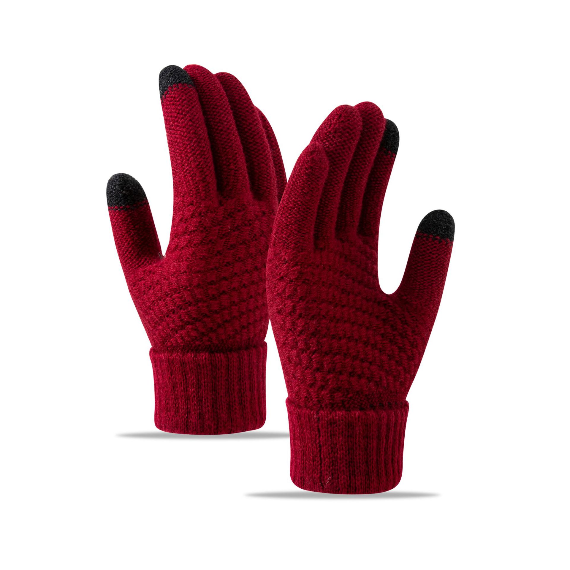 Picture of New Style Gloves Cute Student Winter Velvet Windproof and Coldproof Cycling Knitted Touch Screen Warm Gloves for Women in Autumn and Winter