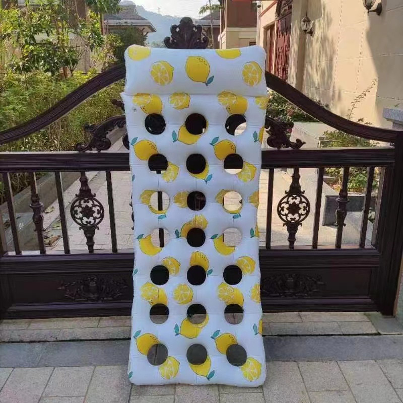 Inflatable Lemon Hole Floating Row PVC Water Swimming Leisure Floating Bed Recliner Outdoor Swimming Pool Party Water Seat