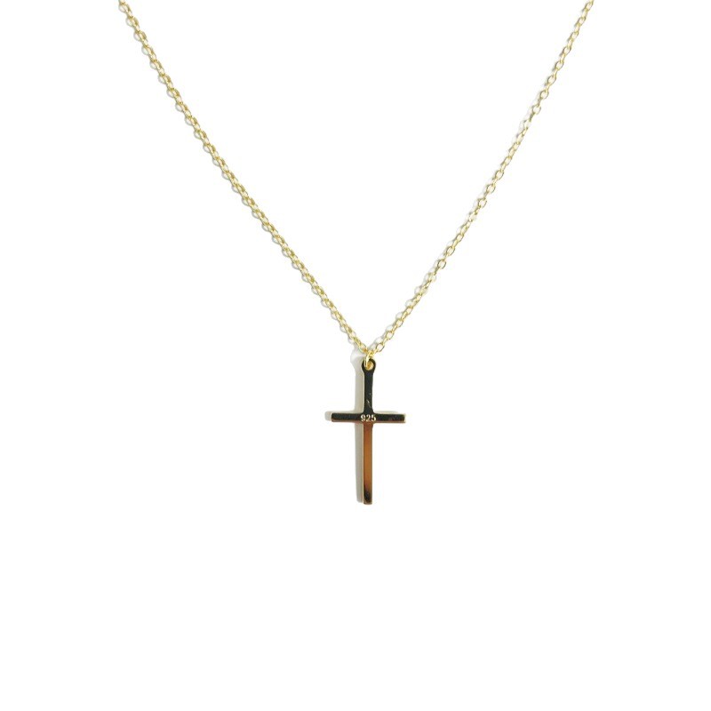Picture of European and American sterling silver plated 14K gold cross necklace women's clavicle chain pendant simple fashion Joker jewelry wholesale