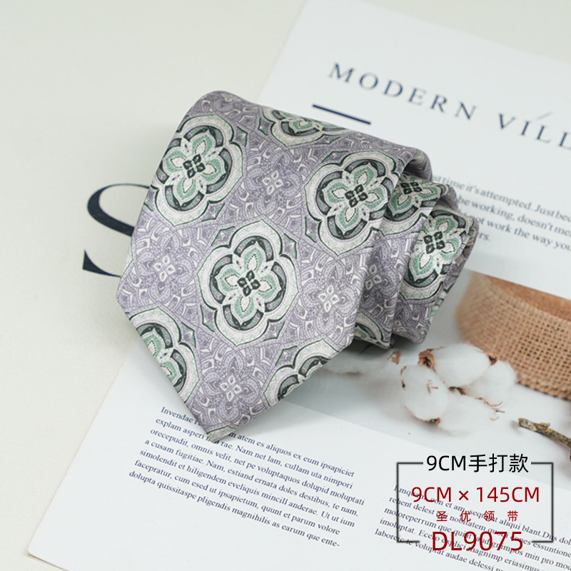 Picture of Dress tie men's Korean British style gentleman retro pattern 9CM hand-made student work business professional wear