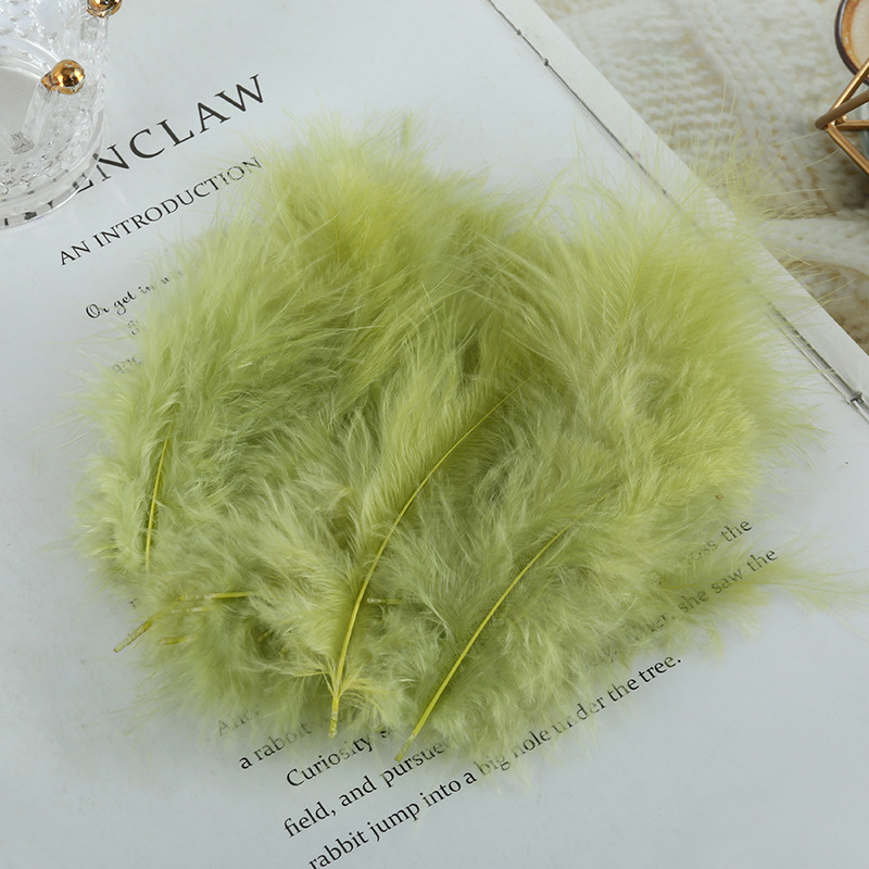 Picture of Feather decoration color turkey feather pointed tail velvet dream catcher net material wave ball gift box filler shooting props