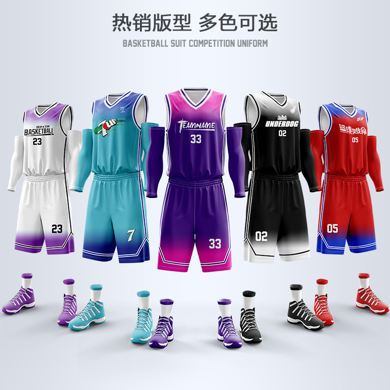 Basketball Uniform Suit for Male and Female Student Team Uniform Competition Training Camp Basketball Jersey Printed Sports Kidsren's Vest Customization