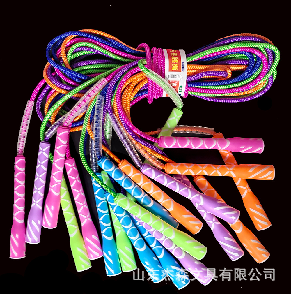 087 Bold Color Cotton Rope Skipping Rope Adult Fitness Test Training Double Color Large Handle Cotton Rope Skipping Rope Sports Goods