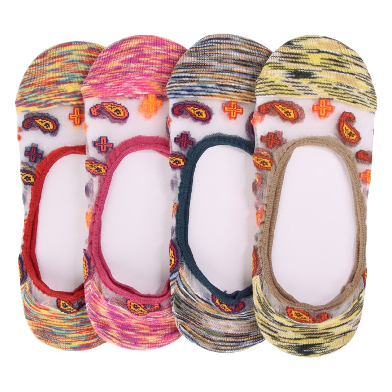 Socks for Women Spring and Summer New Style Glass Silk Cotton Bottom Women's Socks Summer Ladies Boat Socks Manufacturer Wholesale