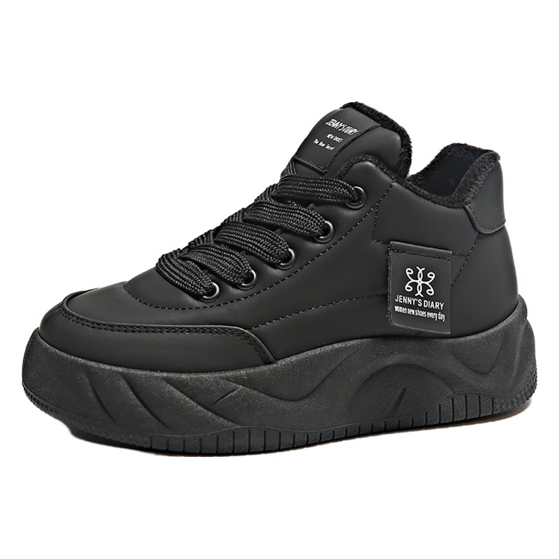 Ins Korean Style New Velvet White Shoes for Women 2024 Winter Student Sports Dad Shoes Thick-Soled Casual Shoes Cbd11