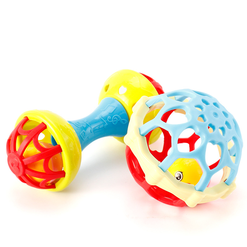 Picture of Boiled baby soft rubber ball dumbbell hand rattle toy 0-1 years old baby gripping gummy baby soothing