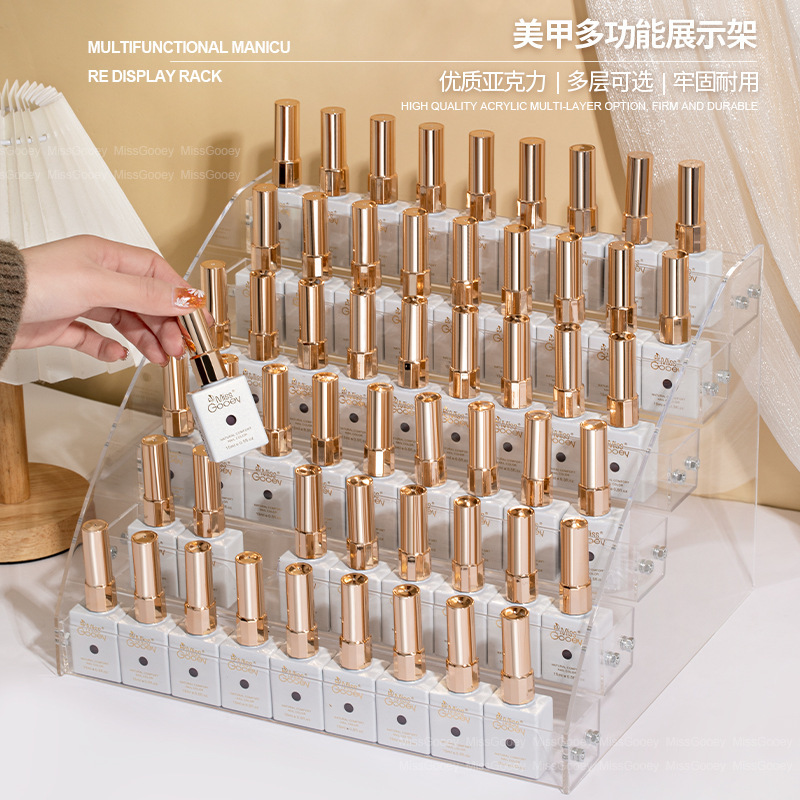 in stock Nail Art Display Rack Nail Polish Storage Rack Transparent Desktop Lipstick Beauty Makeup Storage Box Acrylic Storage Rack