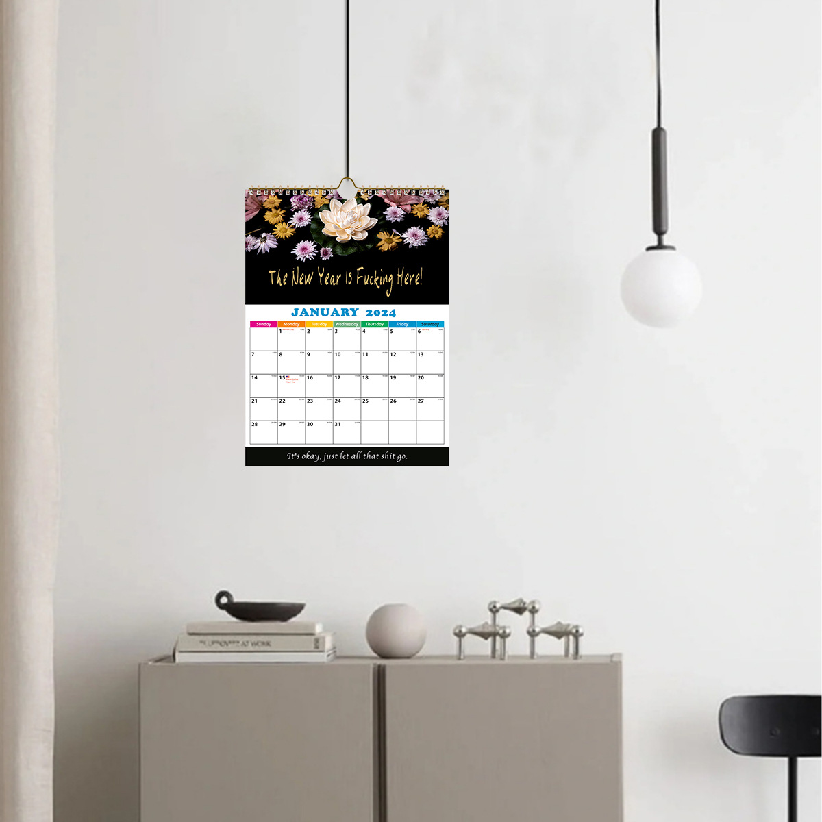 Cross-Border E-Commerce Popular Dirty Talk Fuckingtime Wall Calendar Temu Hot Selling Release Stress Calendar