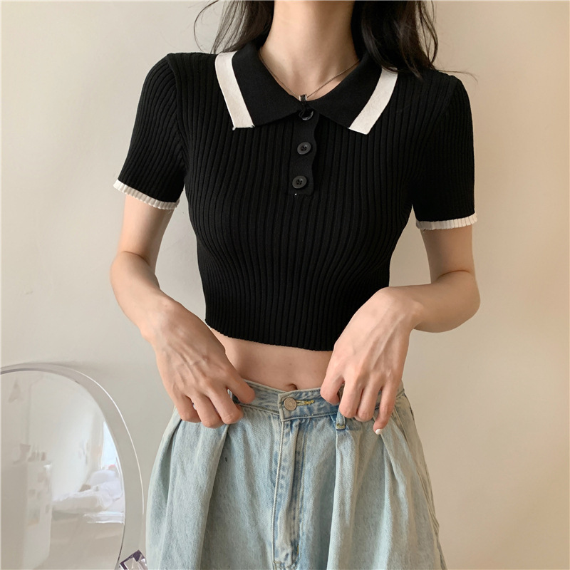 Picture of Base Shirt 2023 Summer New Tight Short Knitted Top Women's Summer Slim-fit Summer Short-sleeved Sweater