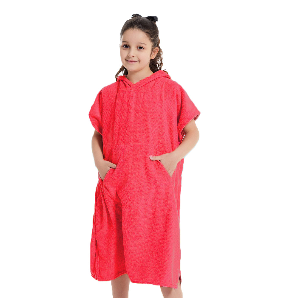 Picture of Children's Microfiber Hooded Bath Towel Poncho Beach Bathrobe Surf Changing Clothes Windproof Absorbent Swimming Cape Bathrobe
