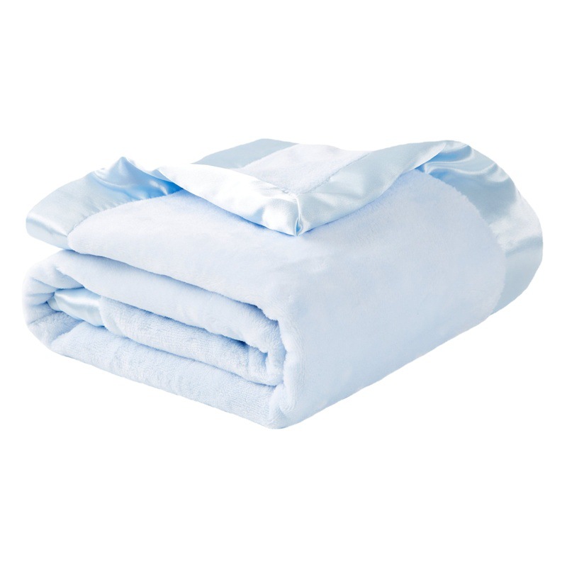 Flannel Satin Blanket Silks and Satins Edge Baby Blanket Infant Nap Blanket Square Blanket Foreign Trade Wholesale Customization