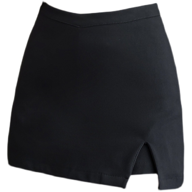 2022 Summer New Arrival Irregular Split Hip One-Step Skirt High Waist A- Line Black Hot Girl Skirt for Women