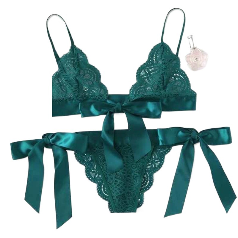 Cross-border supply European and American million sexy lingerie sexy women's three-point big bow split underwear wholesale