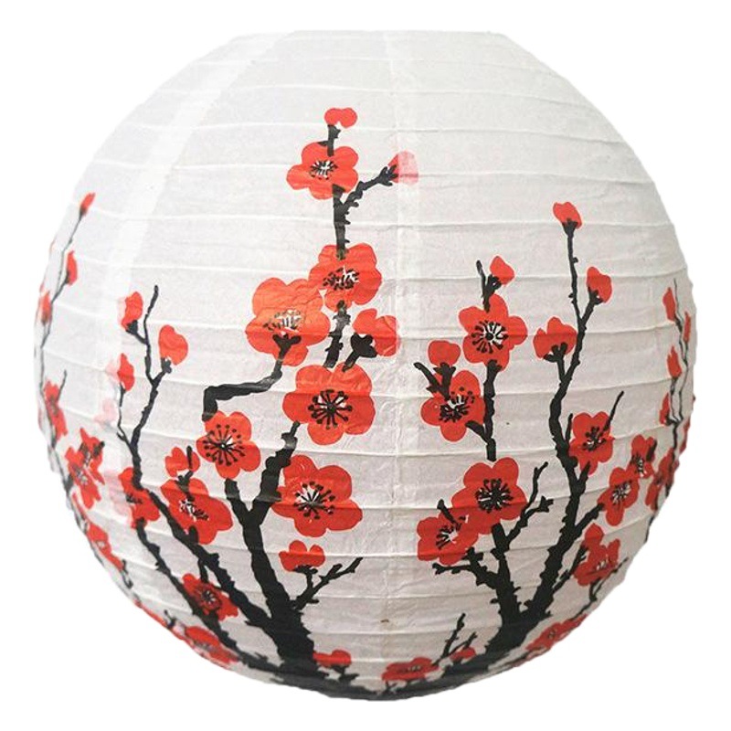 Chinese style plum blossom lantern Spring Festival restaurant hotel antique decorative folding paper lantern manufacturers supply round lampshade