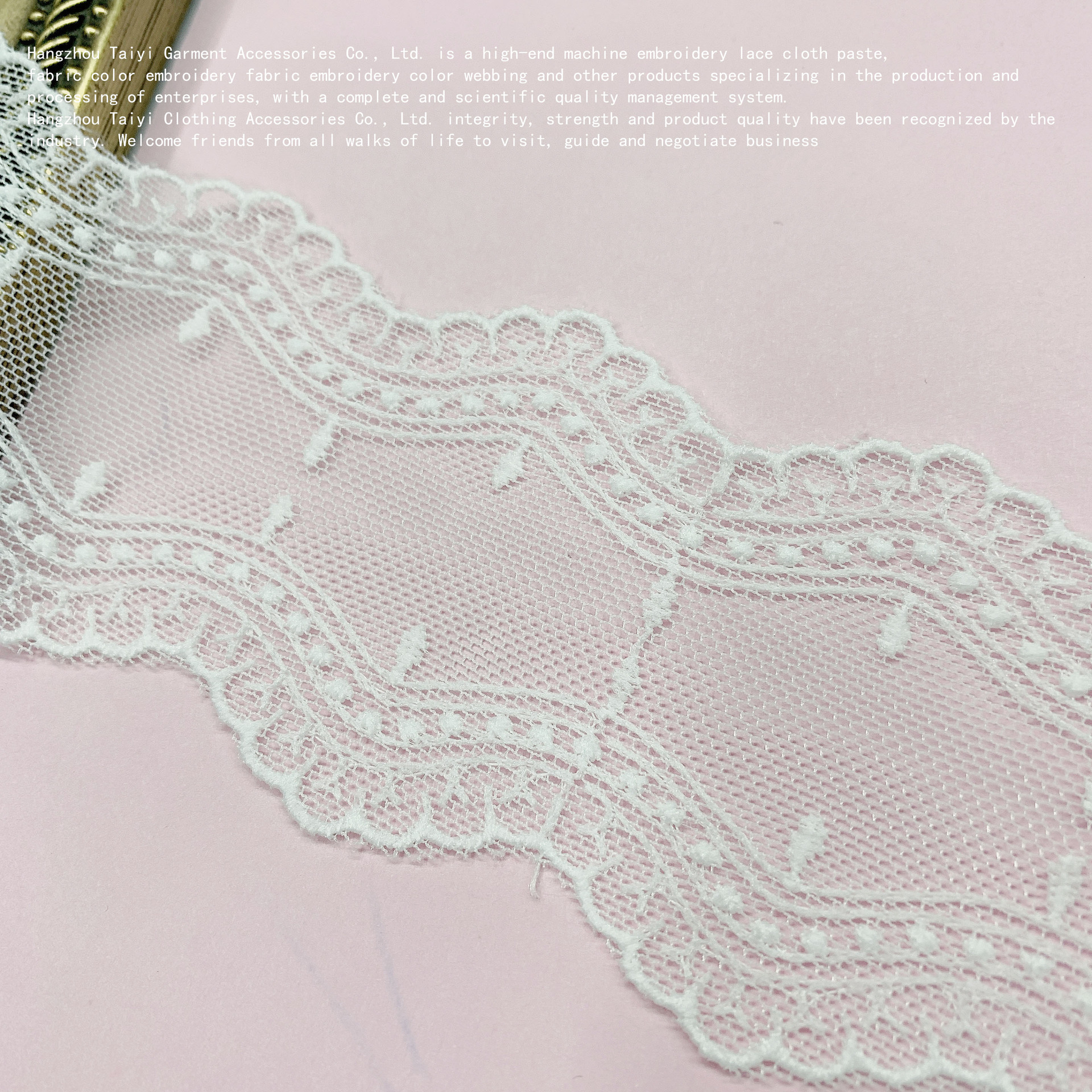 Milk Silk Flower 5.5CM High Bilateral Wave Mesh Up and Down Hand Cut Mesh Water Soluble Lace Embroidered Bar Code Lace