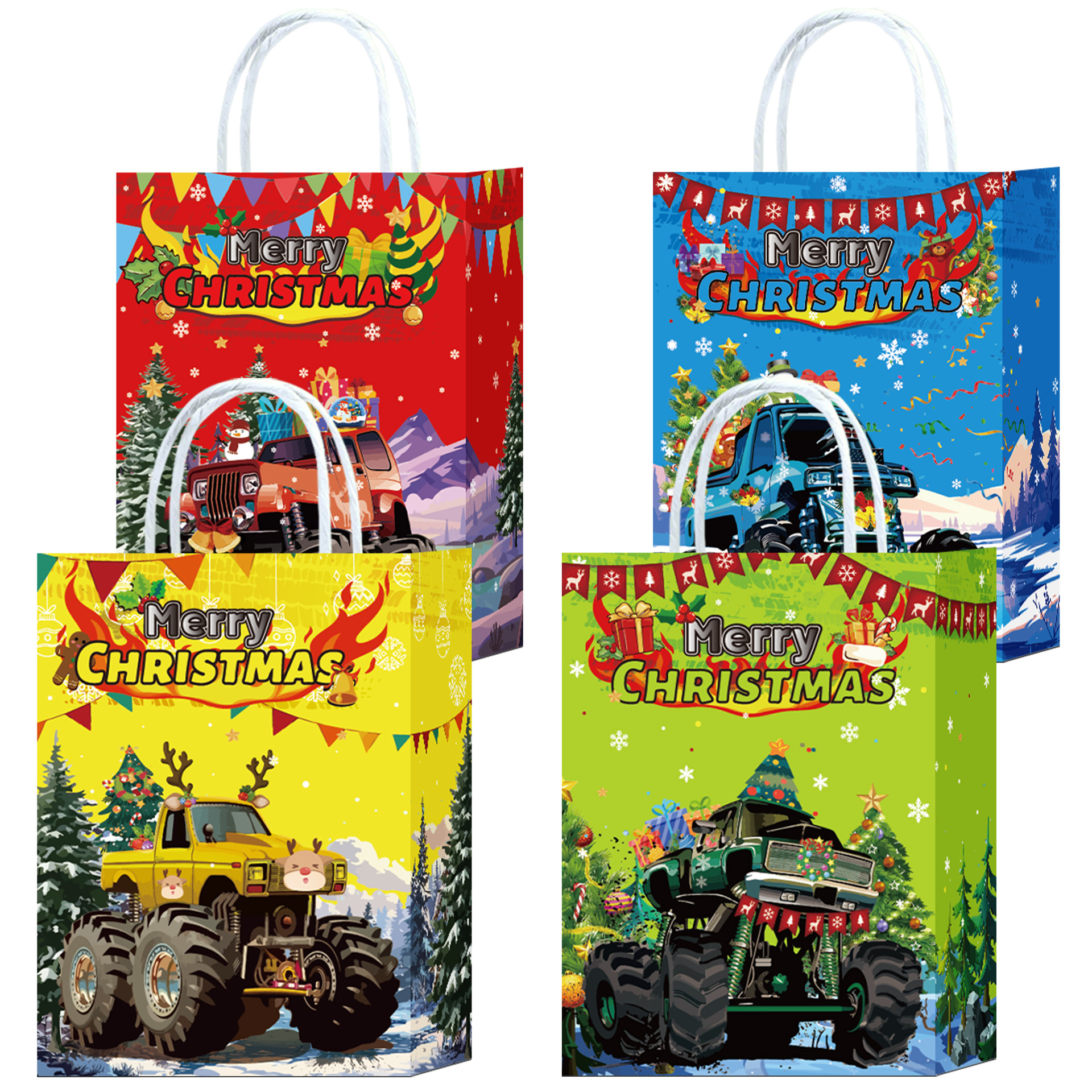 Amazon Kraft Paper Bag Handbag High-End Birthday Holiday Gift Bag Christmas Truck Durable Gift Bag