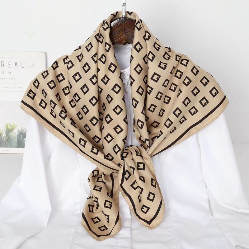 Picture of Autumn and winter all-match shawl animal printed black and white simple large square 90*90CM imitation silk twill silk scarf for women