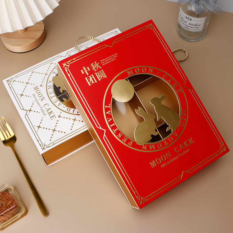 Picture of Mid-Autumn Festival portable gift box moon cake box egg yolk crisp gift box snow Mei Niang biscuit green bean cake high-end packaging box wholesale
